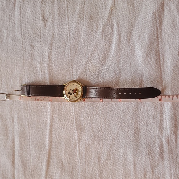 Lotus Mickey Mouse Movement Brown Leather Spiedel Strap Watch with Gold Accents - Picture 5 of 6